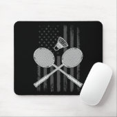 Badminton en shuttle Amerikaanse vlag Muismat (Met muis)