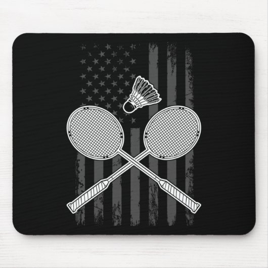 Badminton en shuttle Amerikaanse vlag Muismat (Voorkant)