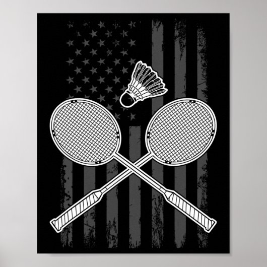 Badminton en shuttle Amerikaanse vlag Poster (Voorkant)