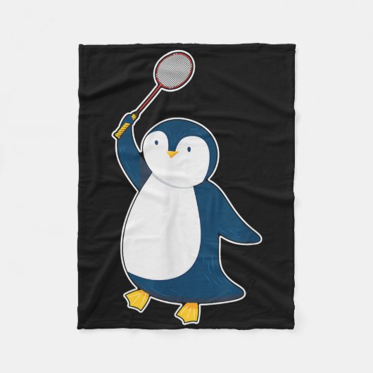 Badminton En Shuttle Speler Pinguïn Fleece Deken (Voorkant)