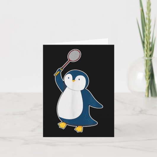 Badminton En Shuttle Speler Pinguïn  Kaart (Voorkant)