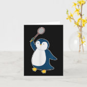 Badminton En Shuttle Speler Pinguïn  Kaart (Gele Bloem)