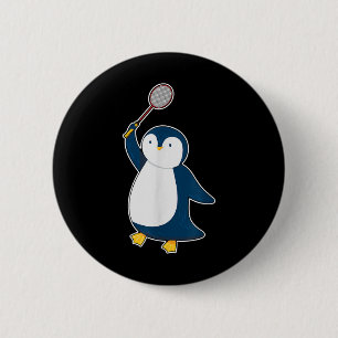 Badminton En Shuttle Speler Pinguïn  Ronde Button 5,7 Cm