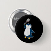 Badminton En Shuttle Speler Pinguïn Ronde Button 5,7 Cm (Voorkant /achterkant)