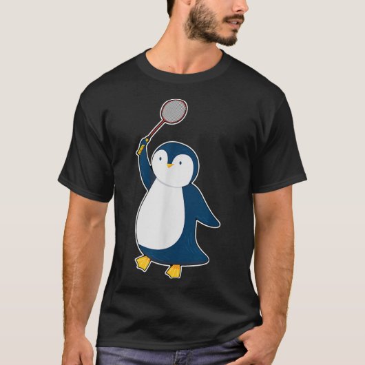 Badminton En Shuttle Speler Pinguïn T-shirt (Voorkant)