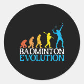 Badminton Evolutie Aap Badminton Speler Badmin Ronde Sticker (Voorkant)