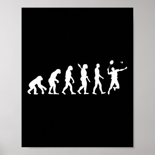 Badminton Evolution Jersey T-shirt Grappige Racket Poster (Voorkant)