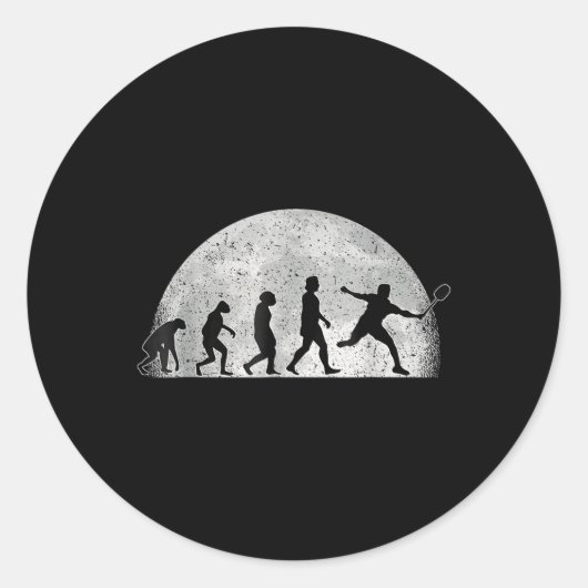 Badminton Evolution - Maan Badminton Speler Ronde Sticker (Voorkant)