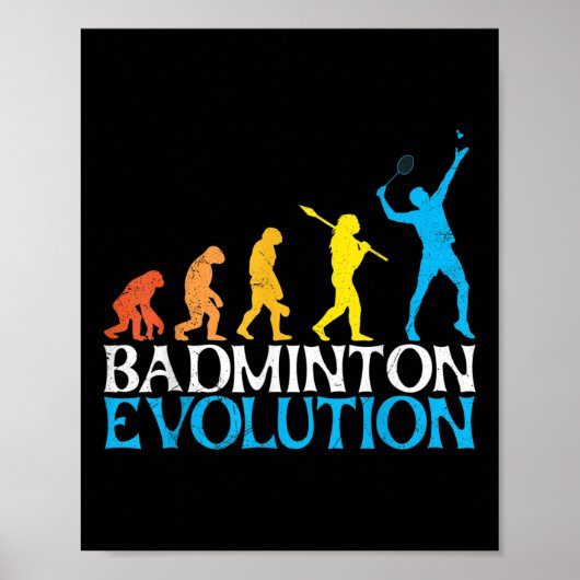 Badminton Evolution Monkey Badminton Speler Badmin Poster (Voorkant)