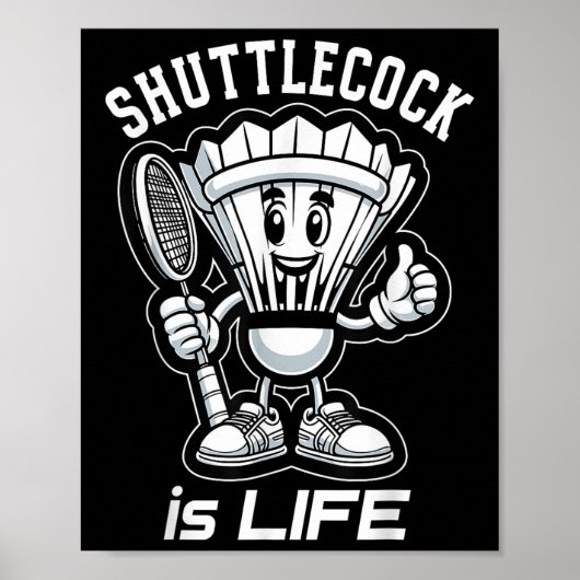 Badminton Forever Cartoon Shuttle And Racket Graph Poster (Voorkant)