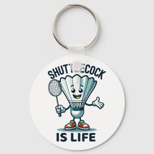 Badminton Forever Cartoon Shuttle And Racket Graph Sleutelhanger (Voorkant)