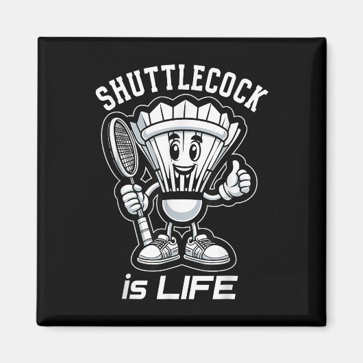 Badminton Forever Cartoon Shuttle En Racket Grafie Magneet (Voorkant)