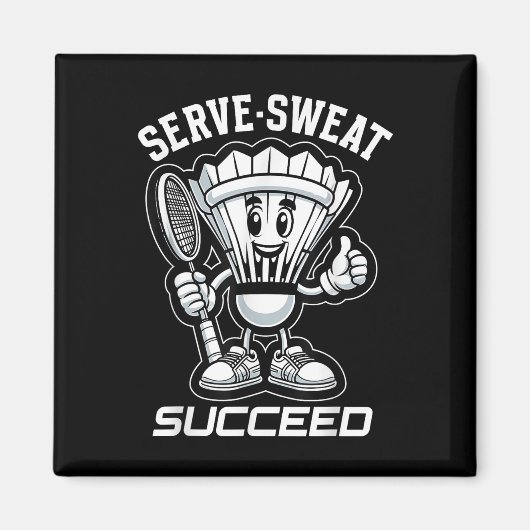 Badminton Forever Cartoon Shuttle En Racket Grafie Magneet (Voorkant)