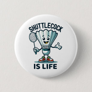 Badminton Forever Cartoon Shuttle En Racket Grafie Ronde Button 5,7 Cm