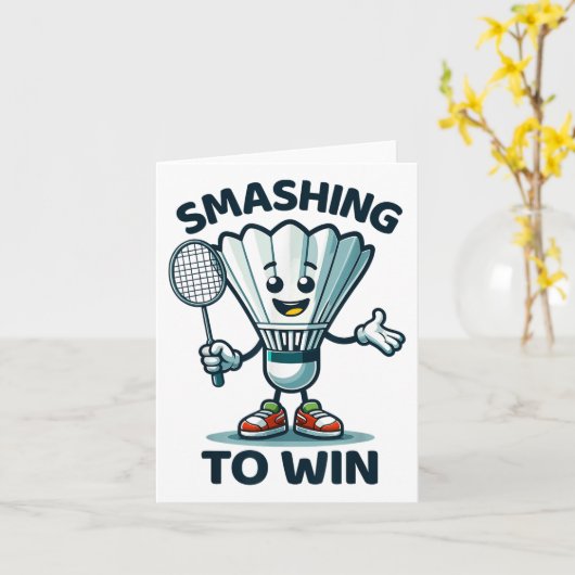 Badminton Forever Cartoon Shuttle En Racket Grafis Kaart (Gele Bloem)