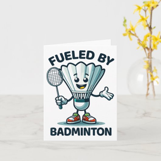 Badminton Forever Cartoon Shuttle en Racket Graph Kaart (Gele Bloem)