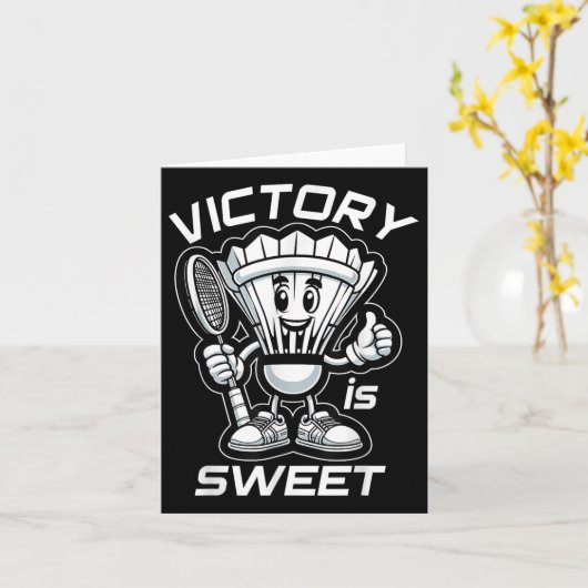 Badminton Forever Cartoon Shuttle en Racket Graph Kaart (Gele Bloem)