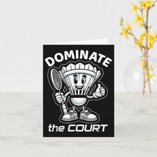 Badminton Forever Cartoon Shuttle en Racket Graph Kaart (Gele Bloem)