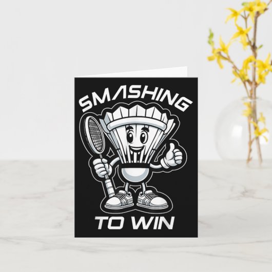 Badminton Forever Cartoon Shuttle en Racket Graph Kaart (Gele Bloem)