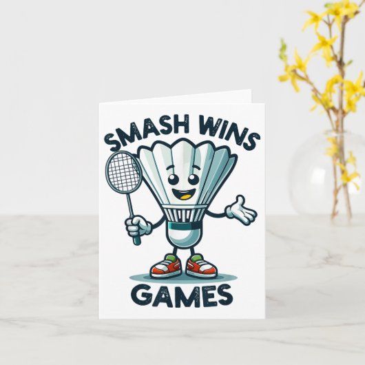 Badminton Forever Cartoon Shuttle en Racket Graph Kaart (Gele Bloem)