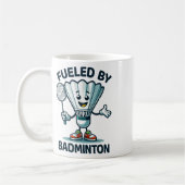 Badminton Forever Cartoon Shuttle en Racket Graph Koffiemok (Links)
