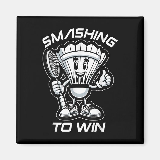 Badminton Forever Cartoon Shuttle en Racket Graph Magneet (Voorkant)