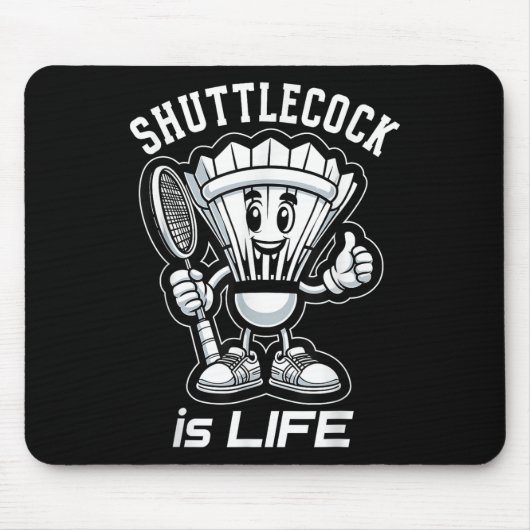 Badminton Forever Cartoon Shuttle en Racket Graph Muismat (Voorkant)