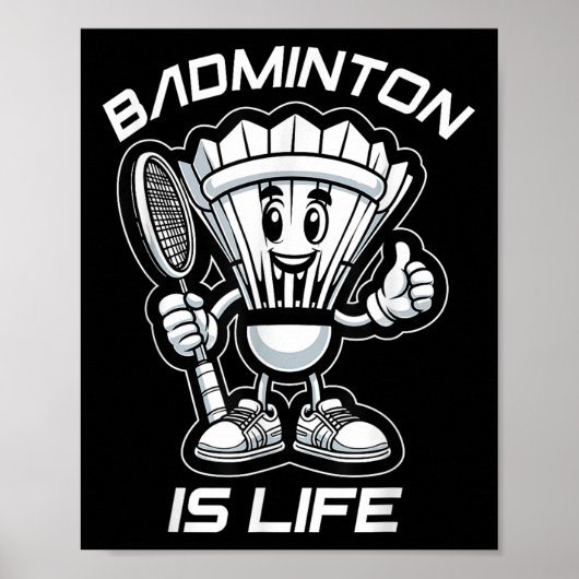 Badminton Forever Cartoon Shuttle en Racket Graph Poster (Voorkant)