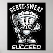 Badminton Forever Cartoon Shuttle en Racket Graph Poster (Voorkant)