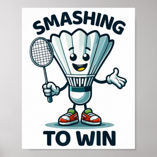 Badminton Forever Cartoon Shuttle en Racket Graph Poster (Voorkant)