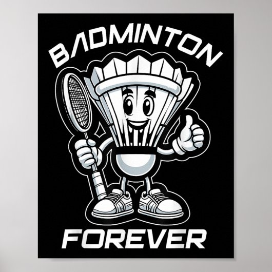 Badminton Forever Cartoon Shuttle en Racket Graph Poster (Voorkant)