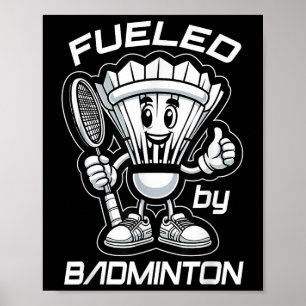 Badminton Forever Cartoon Shuttle en Racket Graph Poster