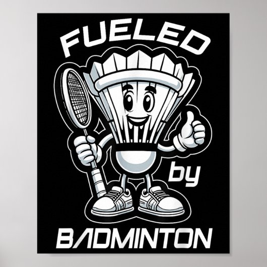 Badminton Forever Cartoon Shuttle en Racket Graph Poster (Voorkant)