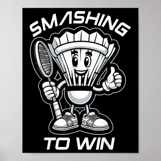 Badminton Forever Cartoon Shuttle en Racket Graph Poster (Voorkant)