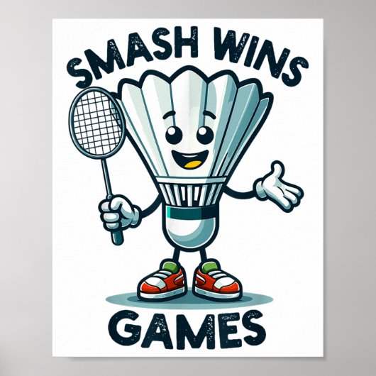 Badminton Forever Cartoon Shuttle en Racket Graph Poster (Voorkant)