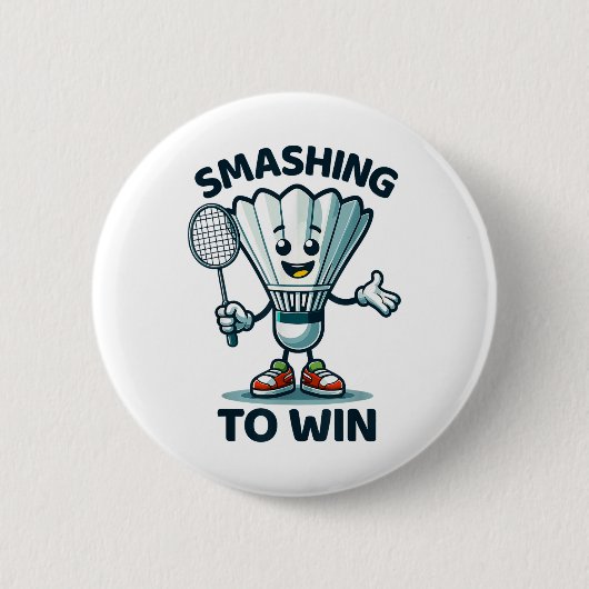 Badminton Forever Cartoon Shuttle en Racket Graph Ronde Button 5,7 Cm (Voorkant)