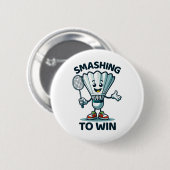 Badminton Forever Cartoon Shuttle en Racket Graph Ronde Button 5,7 Cm (Voorkant /achterkant)