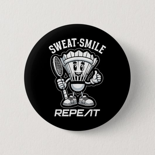 Badminton Forever Cartoon Shuttle en Racket Graph Ronde Button 5,7 Cm (Voorkant)