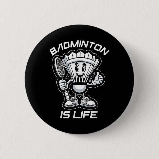 Badminton Forever Cartoon Shuttle en Racket Graph Ronde Button 5,7 Cm (Voorkant)