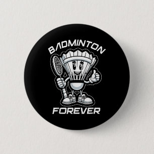 Badminton Forever Cartoon Shuttle en Racket Graph Ronde Button 5,7 Cm