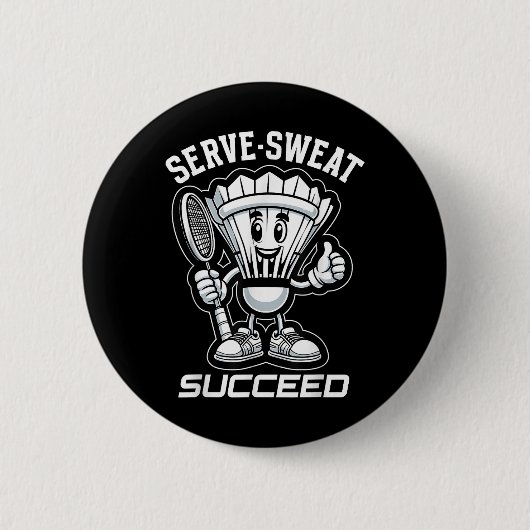 Badminton Forever Cartoon Shuttle en Racket Graph Ronde Button 5,7 Cm (Voorkant)