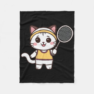 Badminton Funny Cat Dames Meisjes Badminton Speler Fleece Deken