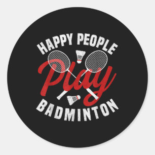 Badminton Game Coach Happy Shuttle Badminton Spele Ronde Sticker