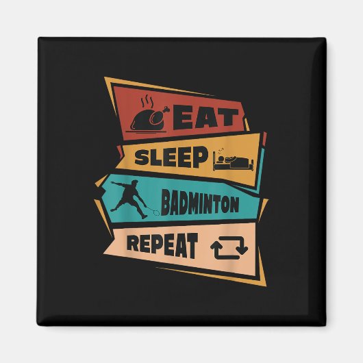 Badminton Game Repeat Shuttle Retro Badminton Play Magneet (Voorkant)