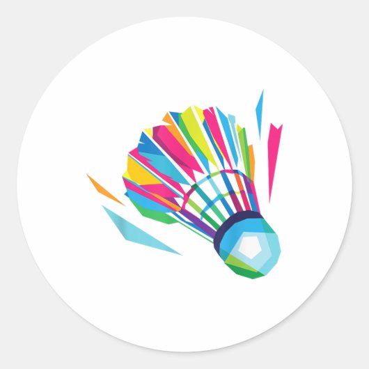 Badminton Game Shuttle Sport Badminton Pop Art Ronde Sticker (Voorkant)