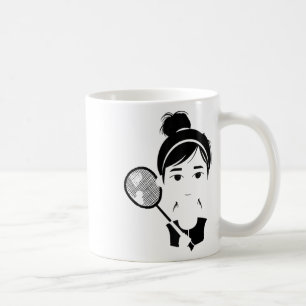 Badminton Girl Cartoon Style Shuttle Player voor G Koffiemok