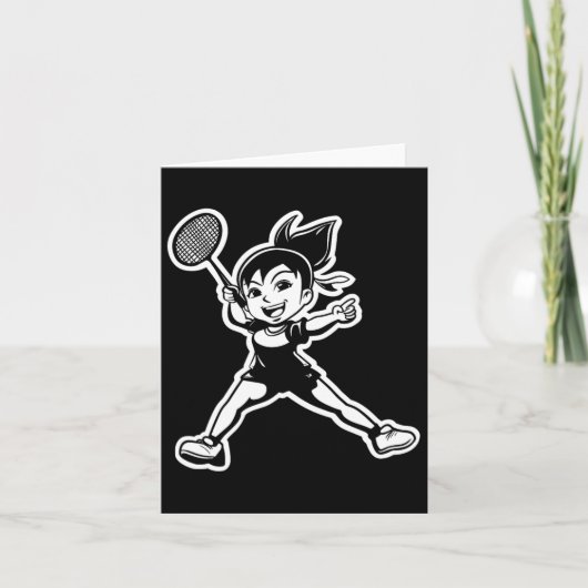 Badminton Girl Comic Shuttle-speler Kaart (Voorkant)