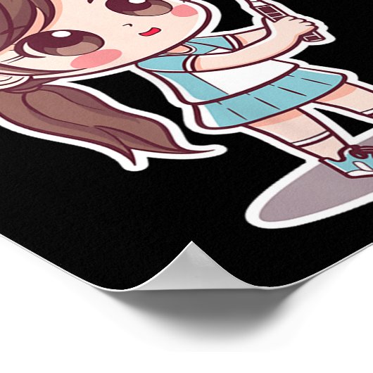 Badminton Girl Comic Style Shuttle Game For Girls  Poster (Hoek)