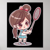 Badminton Girl Comic Style Shuttle Game For Girls  Poster (Voorkant)