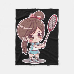 Badminton Girl Comic Style Shuttle Game voor meisj Fleece Deken